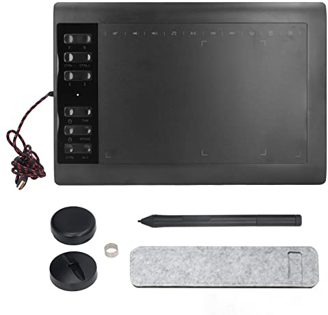 FLEXMAN grafikritplatta, 233PPS 5080LPI 14,2 X 9,4 digital grafikplatta med 1,7M USB-kabel, 8192 nivåtryckskänslighet 12 fysiska genvägsknappar Art Tablet