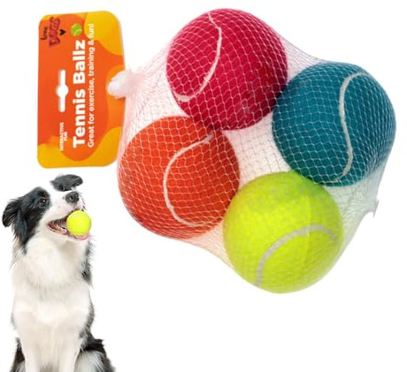Jongyumo Quietschende Hundebälle, 4X Kauspielzeug Hundespielzeug Unzerstörbar, Bouncy Fetch Bälle Spielzeug für Kleine und Mittelgroße Hunde Interaktives Kauen mit Sound