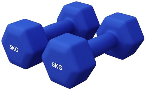 GORILLA SPORTS® Hanteln Set aus Neopren, Gusseisen, Gewichts- und Farbwahl | Hexagon Kurzhanteln mit rutschfestem Halt; die hexagonale Form verhindert Wegrollen; Hantelset, Pilates, Frauen, Männer