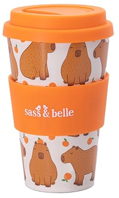 Sass & Belle Capybara Travel Coffee Cup - Reusable Cup with Lid, Eco-Friendly Coffee Mug, Lightweight for Hot Drinks – Travel Mug for Work or Home – Fun Gift by Sass and Belle