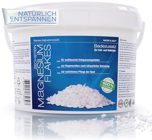 Water & Salt® Zechstein Flakes (2kg Eimer) Magnesium Flocken Magnesium Flakes [DERMATOLOGISCH GETESTET] - Magnesiumflocken Magnesiumbadesalz - Zertifiziertes & reines Naturprodukt - Fußbad&Vollbad