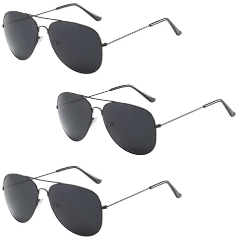 KIRVOS Polarisations-Pilotensonnenbrille mit UV-Schutz, klassisch-retro Stil, schwarze Gläser – ideal für Fahren, Reisen, Angeln (Schwarz)