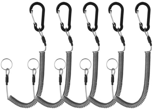 CHUANFU 5 pièces Porte-clés Spirale, Ressort Hélicoïdal Keychain avec Mousqueton, Orte clés Extensibles, Cordon Tactique en Spirale Anti-Perte, Porte-clés élastique Paracord, pour Sports Plein Air