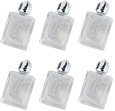 Psdndeww Lot de 6 bouteilles d'eau élégantes en verre pour voyage, design étanche, décoration d'intérieur, eau sainte catholique