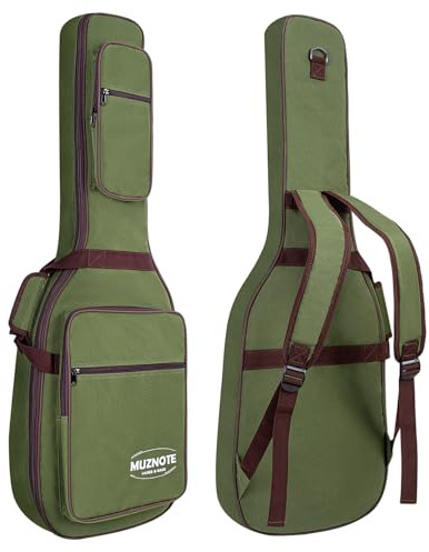 MUZNOTE Tasche für E-Gitarren, verstärkt, 1,2 cm dicker Schaumstoff, weich gepolsterte Gitarrentasche mit 4 Taschen, Gigbag für E-Gitarre, Nacken-Halterung, Schlaufe für 39 E-Gitarren