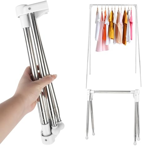 YHNDECO Stendibiancheria portatile pieghevole, 33-71 cm, portatile, da viaggio, pieghevole, per casa, lavanderia, campeggio, viaggi, all'aperto, bianco