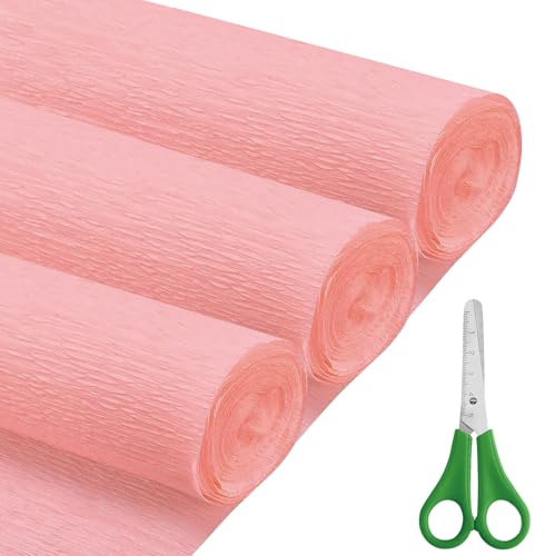 Krepppapier Rosa 43x250 cm Crepepapier, 3 Rollen Krepppapier Rollen für DIY Blumen Kunsthandwerk, Geburtstagsfeier, Hochzeit, Festival Ornament (Rosa)