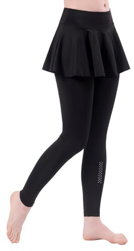 Hybursky 2-in-1 Skirted Leggings for Women, High Waisted Pleated Tennis Skirt with Reflective Grid Leggings, Athletic Workout Hip Lifting Skort Trouser for Sports Running Gym Yoga Tight Pants (L)