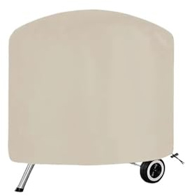 Beige, runde Grillabdeckung, Außenofenhaube, Grillhaube, wasserdichte und regenfeste, 210D Oxford-Stoff