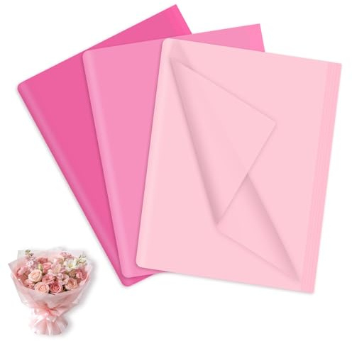 120 Blatt Seidenpapier Rosa,35 x 50cm Geschenkpapier für Blumen Füller,Verpackungspapier Seidenpapier für Geburtstag Hochzeitsdeko DIY