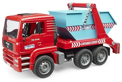 bruder 02741 - MAN TGA camion per container scarrabili | Camion, veicolo da cantiere, camion per container, giocattolo dai 3 anni in su, scala 1:16