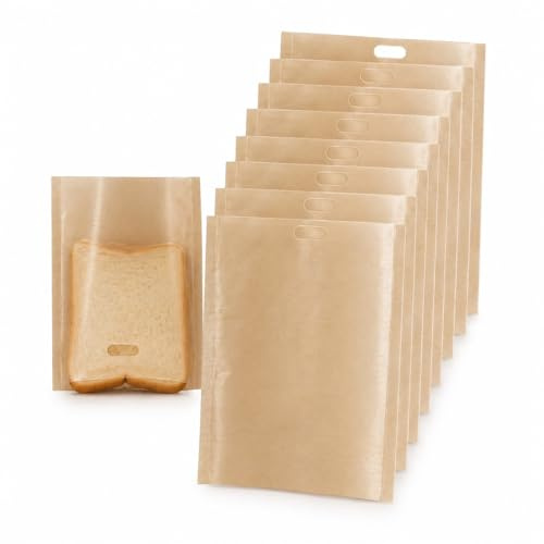 Reusable Toaster Bags (10 Pack) – Non-Stick Toastie Bags for Sandwiches, Grilled Cheese & Snacks – Heat Resistant, Easy Clean, BPA-Free, Extra-Large 17 x 19 cm