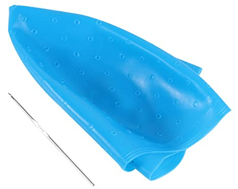 Cuffia per Mèches in Silicone Blu con Fori Piccoli | Barber Shop e Salone, Non Preforata, Strumento per Tingere i Chioma con Ago