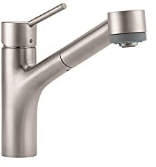 Hansgrohe Talis S - Grifo de cocina con rociador de un solo agujero, Optik de acero, Medium