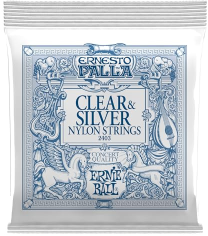 Ernie Ball Ernesto Palla - Cuerdas para guitarra española, transparentes y plateadas