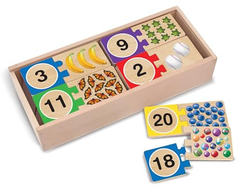 Melissa & Doug Self-Correcting Wooden Number Puzzles with Storage Box (40 pcs)