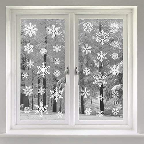 VEYLIN 48 Snowflake Window Clings Christmas Snow Flakes Stickers Reusable Holiday Decorations