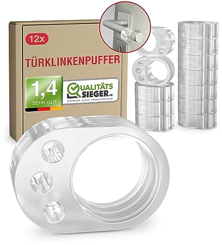 LouMaxx Door Handle Stopper – 12-Pack Transparent Door Handle Bumpers – Door Handle Protectors for Walls – Door Handle Cup Protector – Door Stop Wall Protector