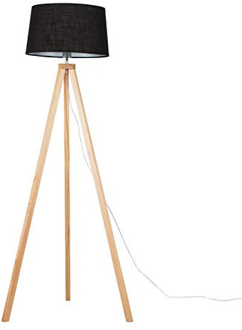 MiniSun | Modern Light Wood Tripod Design Floor Lamp with a Black Tapered Shade | Floor Lamps & Torchieres, Home Décor & Improvement Essential