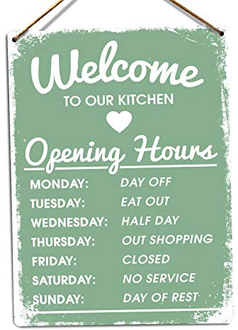 Welcome to our Kitchen - Green – Small Twine | Printed Metal Wall Sign Plaque