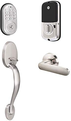 Yale B-YRD216-ZW-JX-619 Assure Lock Keypad with Z-Wave with Jamestown Handleset-Works with Ring Alarm, Smartthings, and Wink Smart Deadbolt with Matching, Satin Nickel