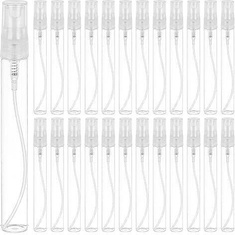 BENECREAT 25 STÜCKE 10 ml Mini Feinnebel Sprühflasche Transparent Glas Reise Leere Zerstäuber Sprühflaschen mit Kunststoffdeckel für Parfüm, Körperpflege Flüssigkeit, Kosmetik