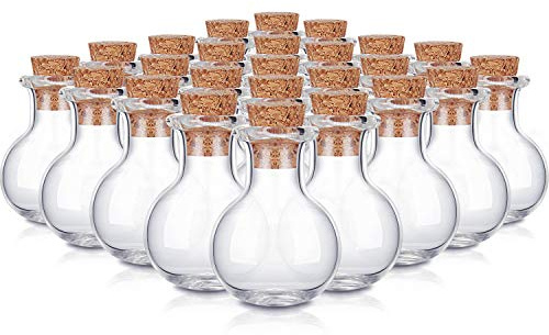 Gejoy 30 Mini Glass Bottles - 0.9 x 0.6 inches Clear Drifting Bottles with Cork Stoppers for Wedding, Birthday Party & DIY Crafts