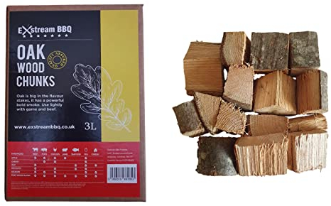 Exstream Morceaux de bois pour barbecue, fumée, pomme, hickory, chêne, cerise, mesquite 100 % naturel, sans produits chimiques (chêne 3 litres)