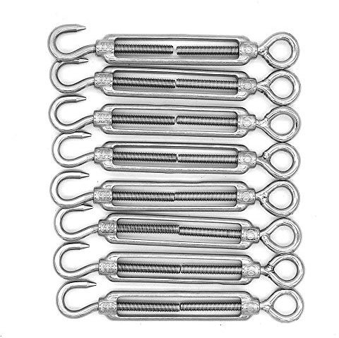 8er Pack NUZAMAS M6 Haken & Öse, Passend für Spannschloss C bis O, Edelstahl 304, Hardware-Kit für Drahtseilspannung, für Sonnenschutz, Installation von Zeltmarkisen, Rostschutz