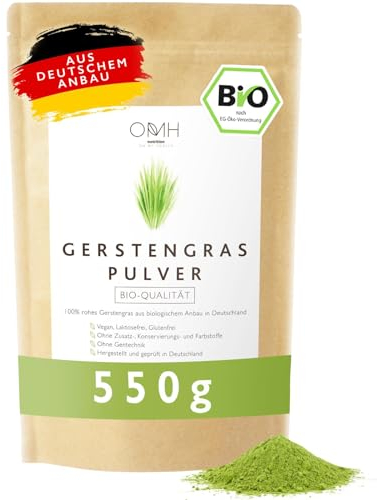 Gerstengras Pulver Bio 550g Vorteilspack aus deutschem Anbau Bioqualität aus Bayern Gerstengraspulver vegan laborgeprüft biologischer Anbau