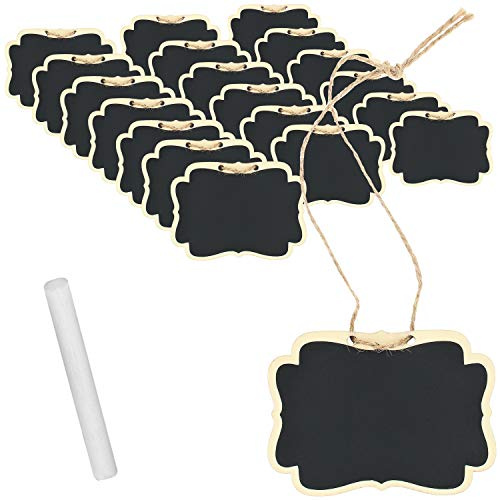 com-four® 20x Mini Holztafel-Set für Kräuter und Zimmer-Pflanzen | Anhänger aus Holz mit Kreide zum Beschriften für Pflanzentöpfe - Saatgut - Samen