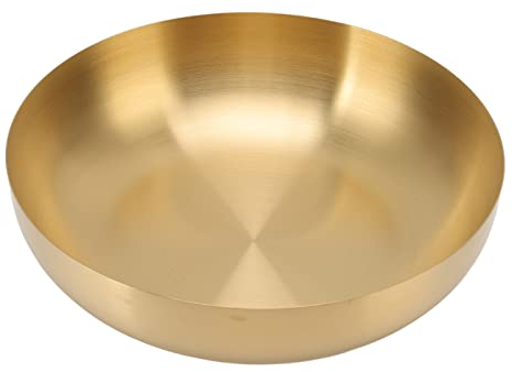 Fyearfly Ensaladera de Acero Inoxidable 24 cm Tazón Dorado para Servir Ensalada Cuenco para Mezclar Frutero Postre Pasta Sopas