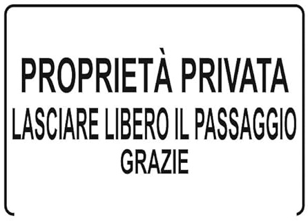 NEW CARTELLO SEGNALETICO - PROPRIETA' PRIVATA lasciare libero il passaggio SCRITTA - Adesivo Resistente, Pannello in Forex, Pannello In Alluminio (PANNELLO IN ALLUMINIO 20X31 CM)