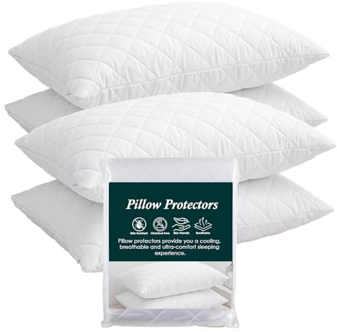 EDS Pillow Protectors Pack of 4 Quilted and Zipped Anti Allergy Soft and Comfortable Microfiber Pillowcase Protectors Breathable Pillow Protectors (PACK OF 4)
