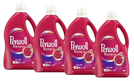 Perwoll Renew Color 4x52 Waschladungen Color Waschmittel, Feinwaschmittel stärkt die Fasern, verbessert die Farbintensität, intensive Frische