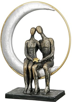 Casablanca Skulptur Moonlight, Deko Figur Bronze, Kunstharz Statue Wohnzimmer, Büro Dekoration H. 29 cm x B. 24 cm - Moderne Skulpturen Couple, Liebe, Hochzeit, Valentinstag