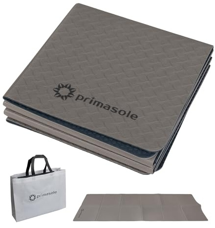 Primasole TPE-Yogamatte, faltbar, doppelseitig, rutschfest, für Reisen, leicht, Yoga, Pilates, Workout, 6 mm dick, Erdbraun PSS22NH011A
