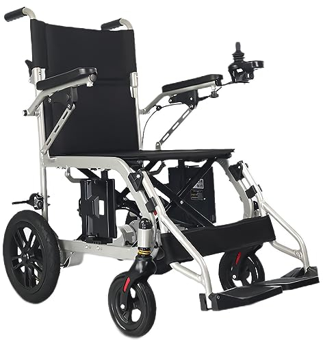 Bueuwe Elektrischer Rollstuhl Faltbar Leicht Elektrorollstuhl, Elektrische Rollstühle mit Verstellbare Armlehnen, Elektrisch Reiserollstuhl für ältere Menschen, 12A Lithium Batterie, 15kg