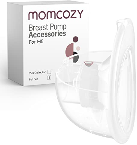 Momcozy Komplettes Set, nur kompatibel mit momcozy M5, nicht für andere. Original-M5-Milchpumpen-Ersatzzubehör (160 ml, mit doppelt versiegeltem Flansch 24 mm)