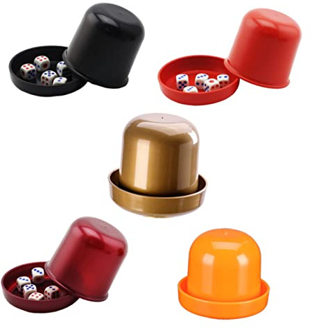 TOYANDONA 5Sätze Teiliges Dickwandiger Würfelbecher für Ktv Bar Anti-betrug Würfelbox mit Würfeln Schwarz Rot Orange Gold Perle Bruchsicherer und Transparenter Deckel für Lustige Spiele