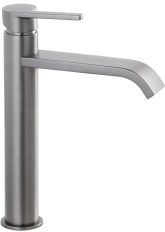 'aquaSu® Waschtischarmatur mit Schwallauslauf Tura, inklusive Pop-Up-Ventil, langlebige Keramikkartusche, werkzeuglose Schaft-Montage, Messingkern, industrial, 798518