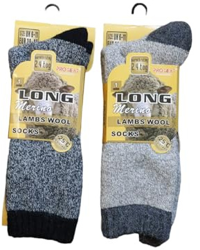 HAJRA® Chaussettes robustes en laine mérinos pour homme - Activités d'hiver en plein air, randonnée, sport, entraînement et travail à -25 °C, TOG 2,4, taille UK 6 à 11.