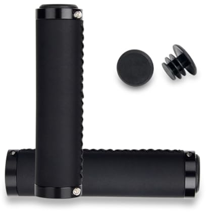 HOUSON Bicycle Grips, PU Leather Mountain Bike Handlebar Grips, Non-Slip, Ergonomic, Easy to Install, Black, 22.2mm Diameter