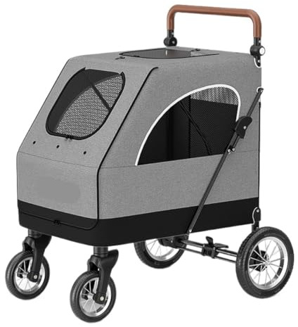 Katzenwagen Hundebuggy Haustier Buggy Faltbarer Hunde-Kinderwagen, Haustier-Kinderwagen, Reiseträger, Atmungsaktiver Kinderwagen Mit 4 Rädern, Verstellbarer Griff Hundewagen