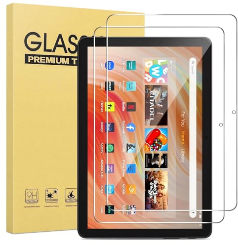 maomini [ 2 Pack] Tempered Glass Screen Protector for Kindle Fire HD 10 / hd 10 plus Tablet 2023 2021 Release 13th 11th Generation (Clear, 10 Inch Fire 10 2023/2021)