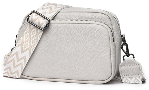 TIAASTAP Damen Umhängetasche Klein Leder Handtasche Crossbody Bag Crossbag Schultertasche Damen Tasche Moderne Taschen mit breitem Schultergurt und 3 Fächern
