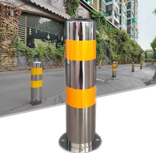 GZKDKZB Pali di Sicurezza per vialetti, Pali di Sicurezza in Acciaio Inossidabile per vialetti Pali di Sicurezza con Nastro Riflettente per vialetti, Paletto Metallico Largo 114 mm Barrier