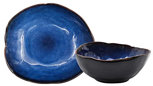 MYUYEE Service de tableService de Table en céramique Cat's Eye Blue 8 pièces Vaisselle de Service Plat à Steak | Service de Table en Porcelaine pour Restaurant，