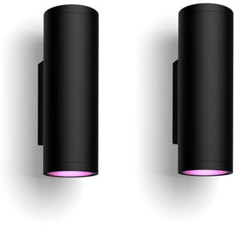 Philips Hue Appear White and Color Ambiance, Smart LED-Wandleuchte für den Außenbereich, dimmbar, bis zu 16 Mio. Farben, steuerbar via App, kompatibel mit Amazon Alexa (Echo, Echo Dot) 2er Pack