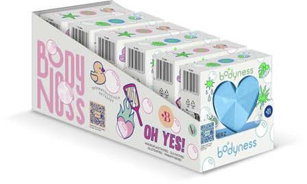 CRAZE BODYNESS Bath Bomb Neon Heart: confezione da 6 bombe da bagno a forma di cuore, bombe da bagno per la cura della pelle e il relax con olio di cocco e aroma, 6x 120g